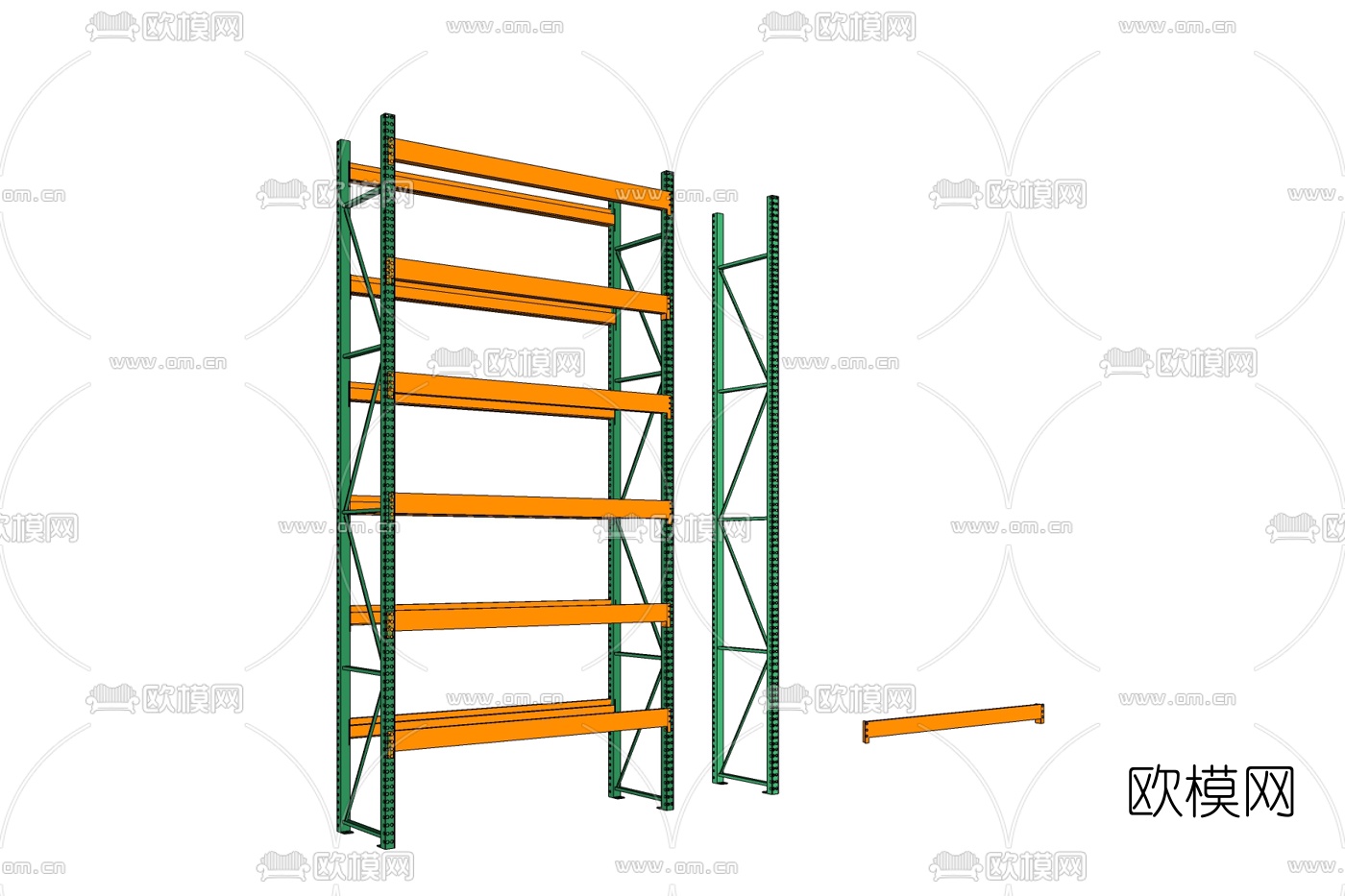 工业风货架置物架免费su模型下载