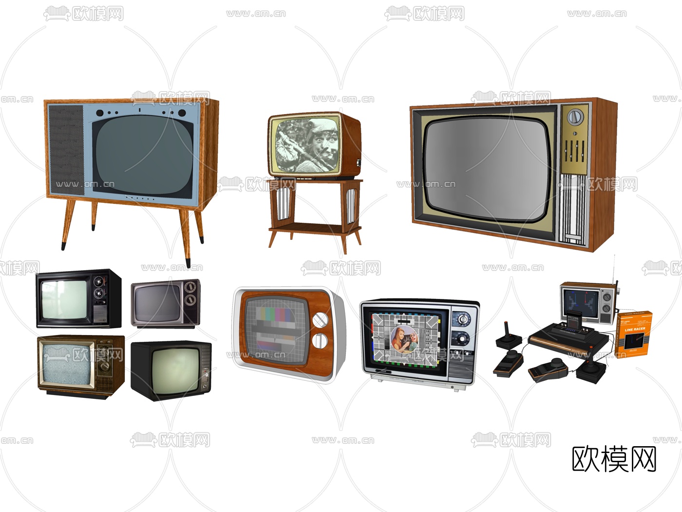 现代复古电视机su模型下载