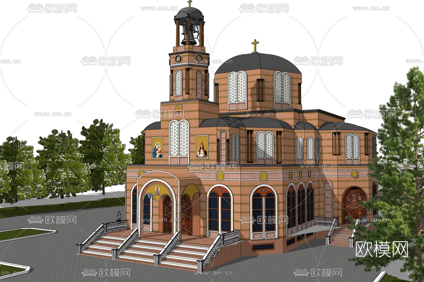 欧式古典教堂免费su模型下载