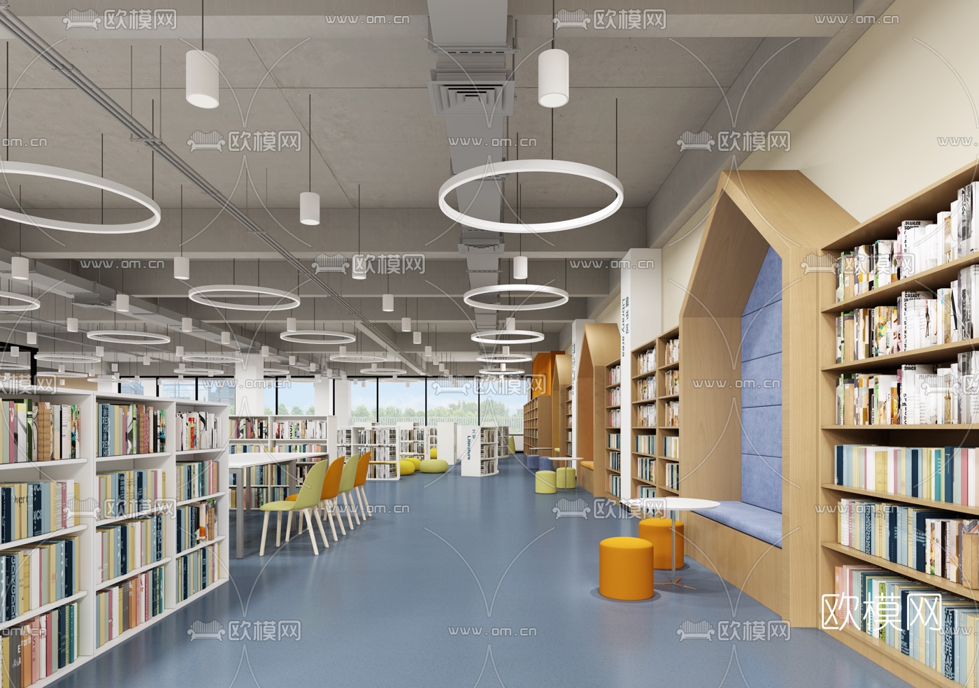现代学校图书馆3d模型