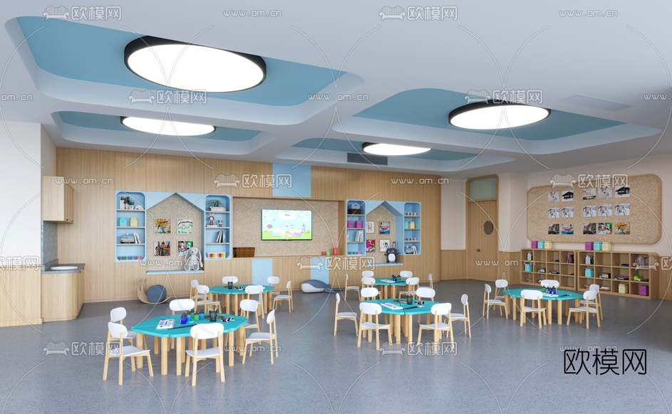 现代幼儿园教室3d模型下载