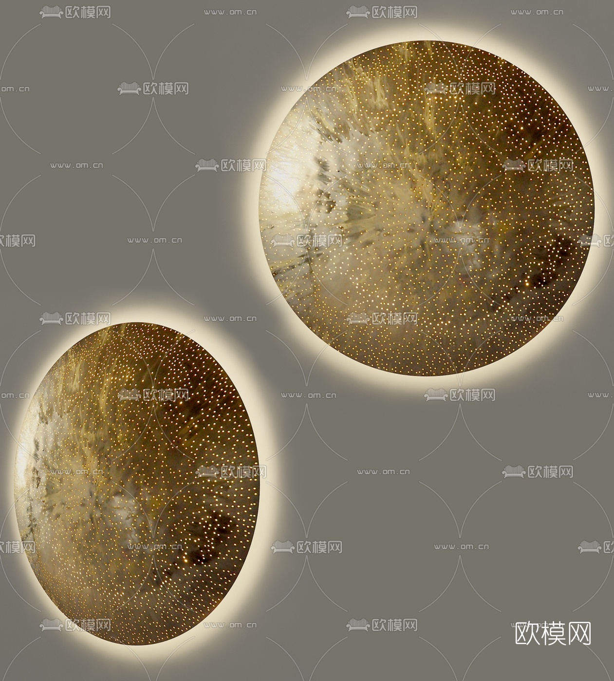 现代金属圆形壁灯3d模型下载