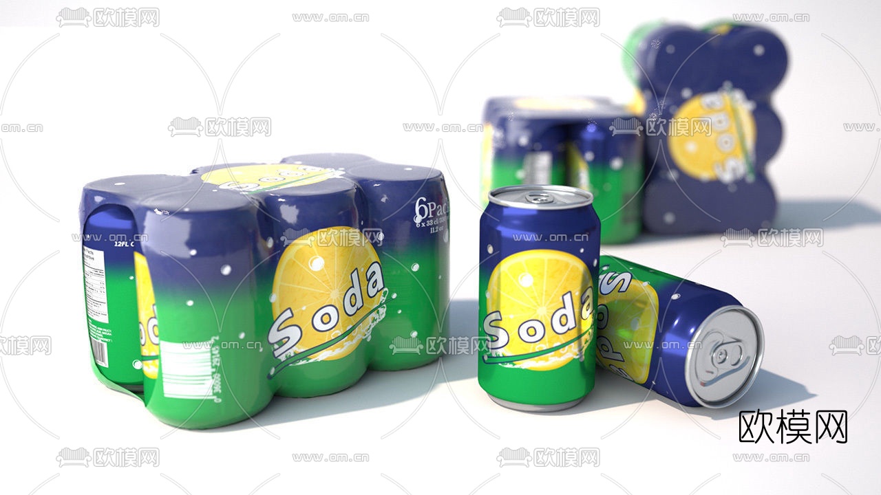 现代罐装可乐苏打水啤酒饮料3d模型