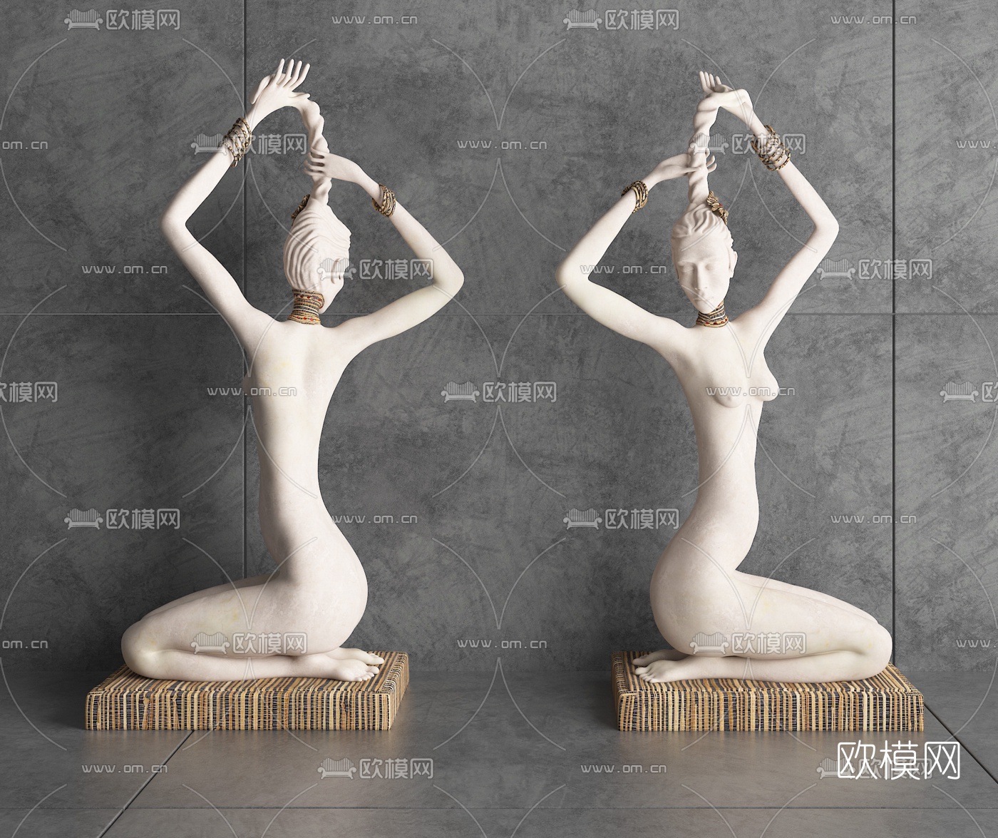 东南亚泰式人物雕塑摆件3d模型下载