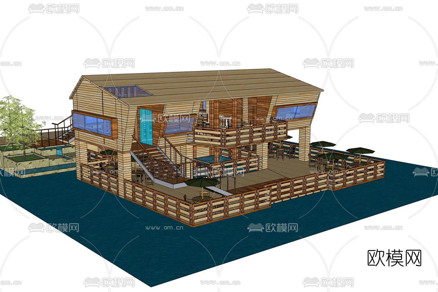 现代商业建筑免费su模型下载