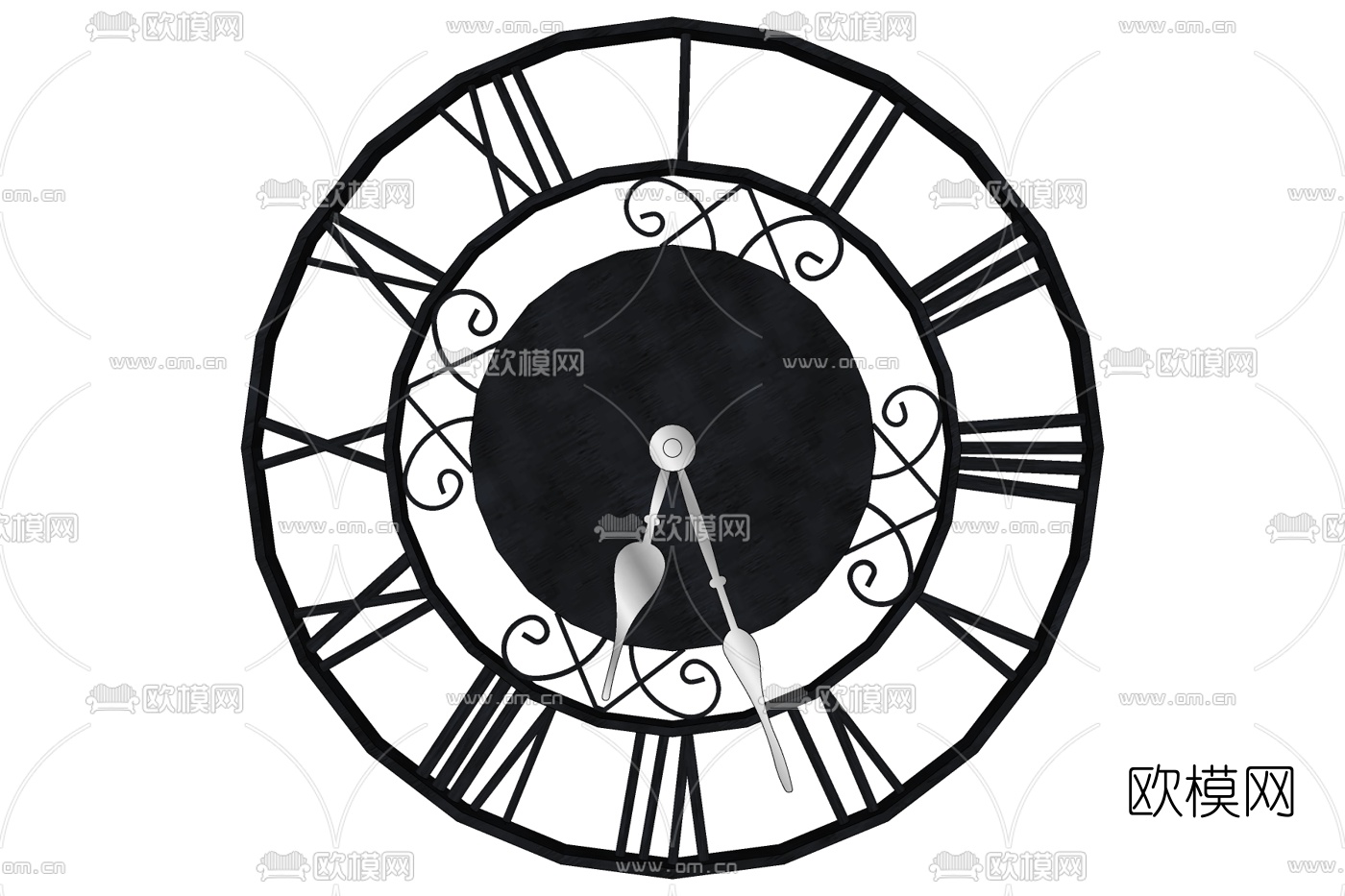 工业风金属挂钟免费su模型下载