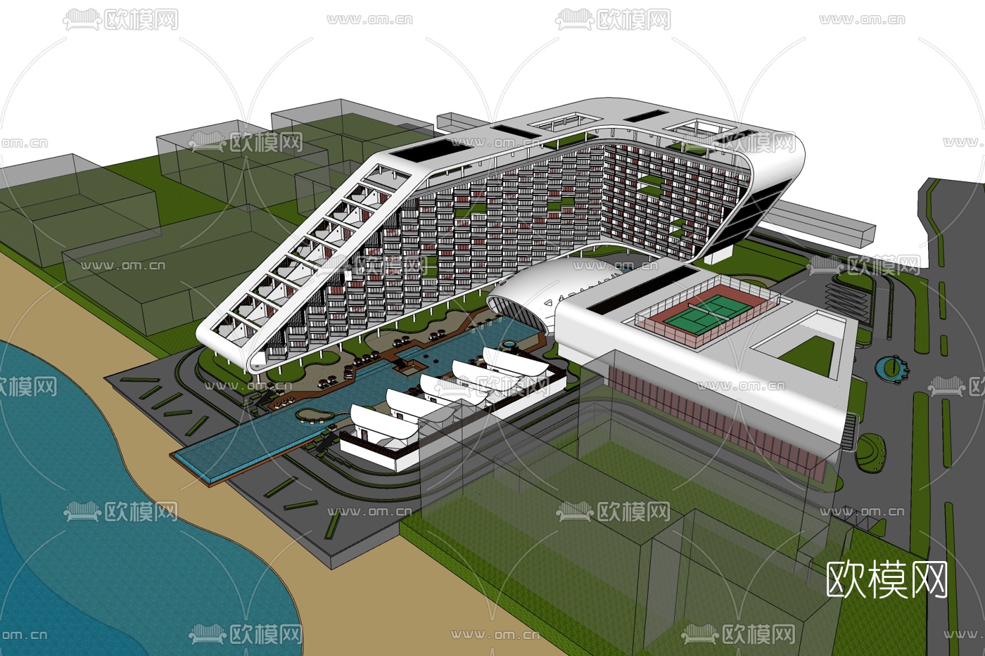 现代工业区规划免费su模型下载