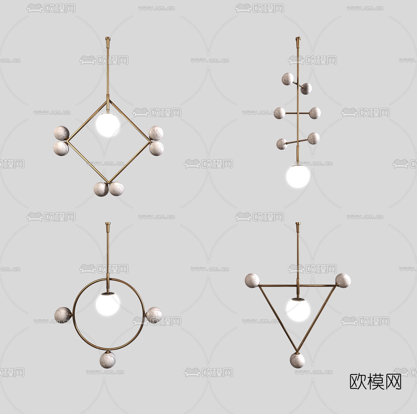 现代金属吊灯3d模型