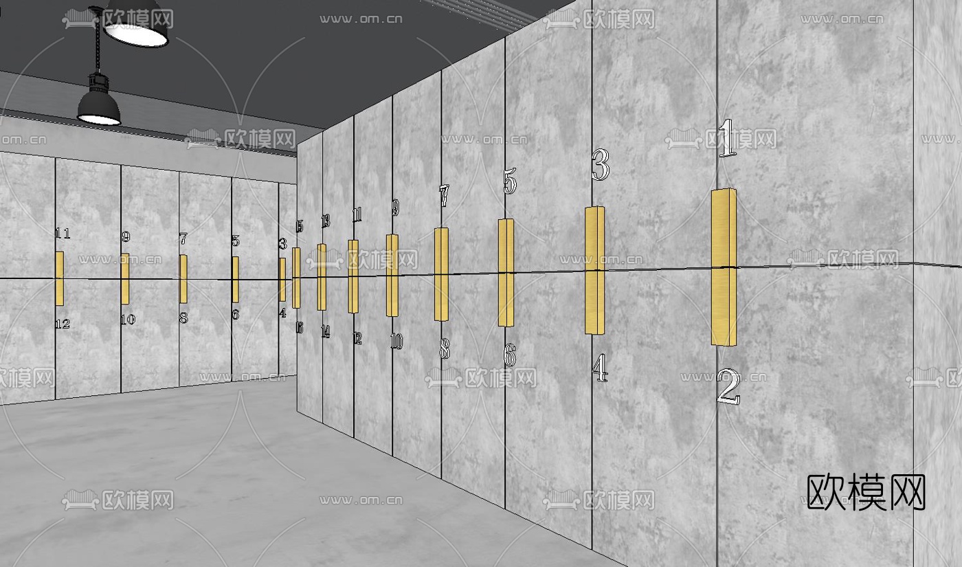 工业风健身房su模型下载（渲染图3）