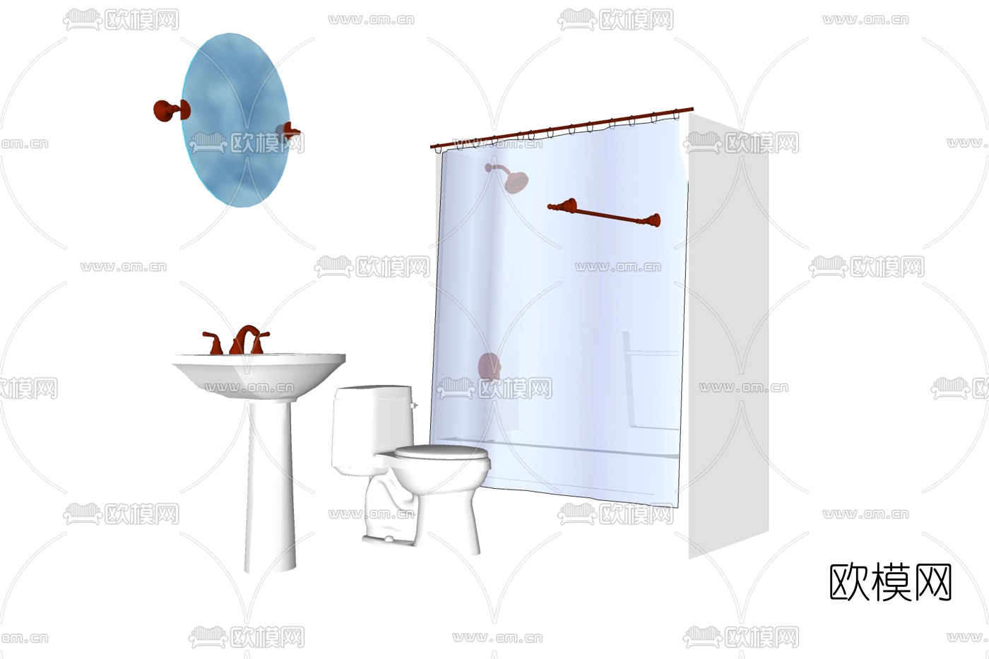 现代卫生间洁具免费su模型下载