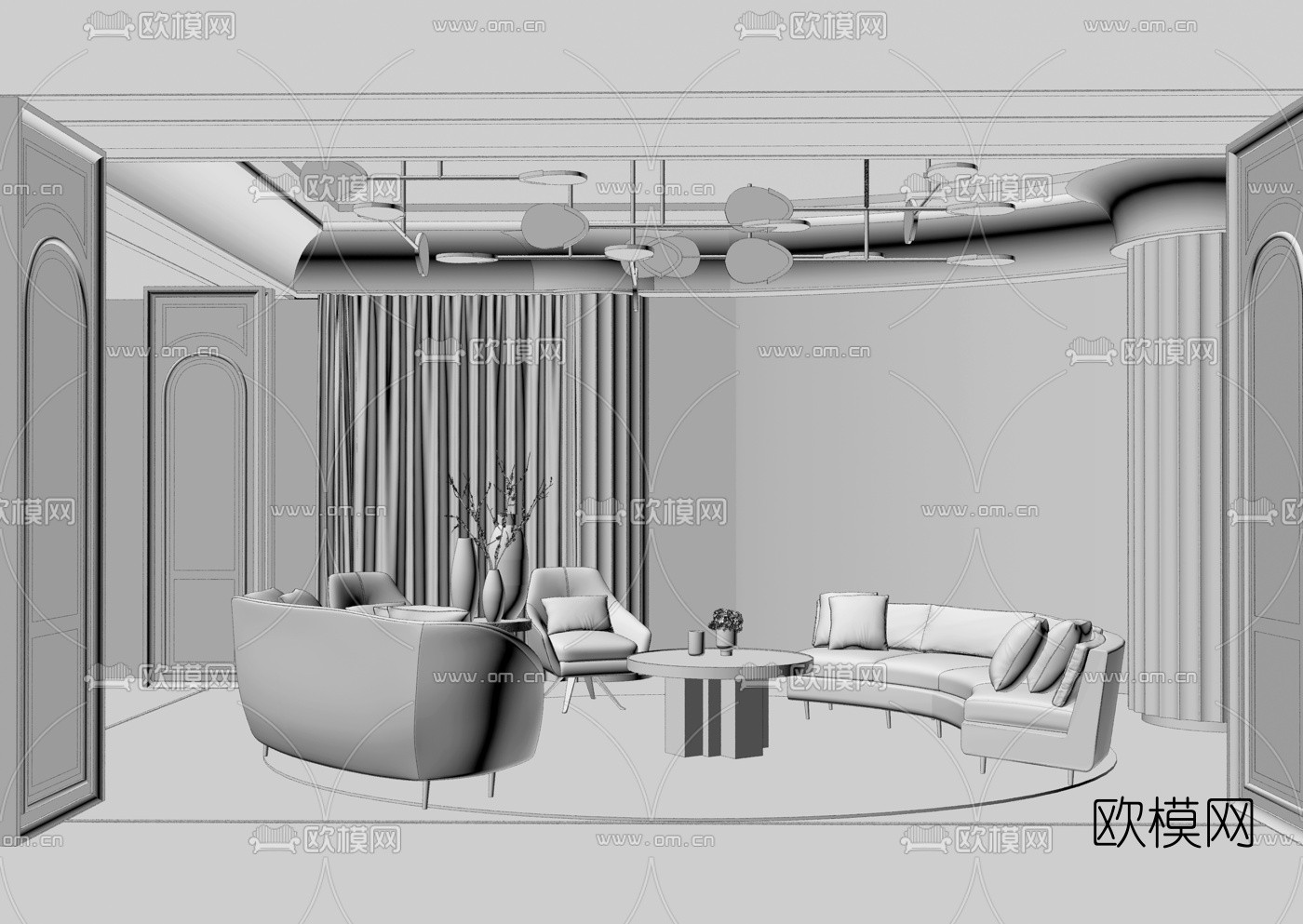 ASK-STUDIO设计 现代弧形沙发组合3d模型