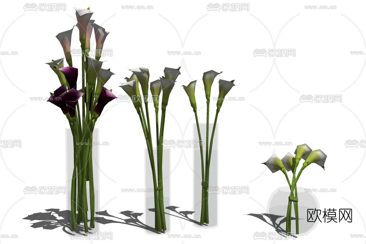 现代花瓶花卉免费su模型下载