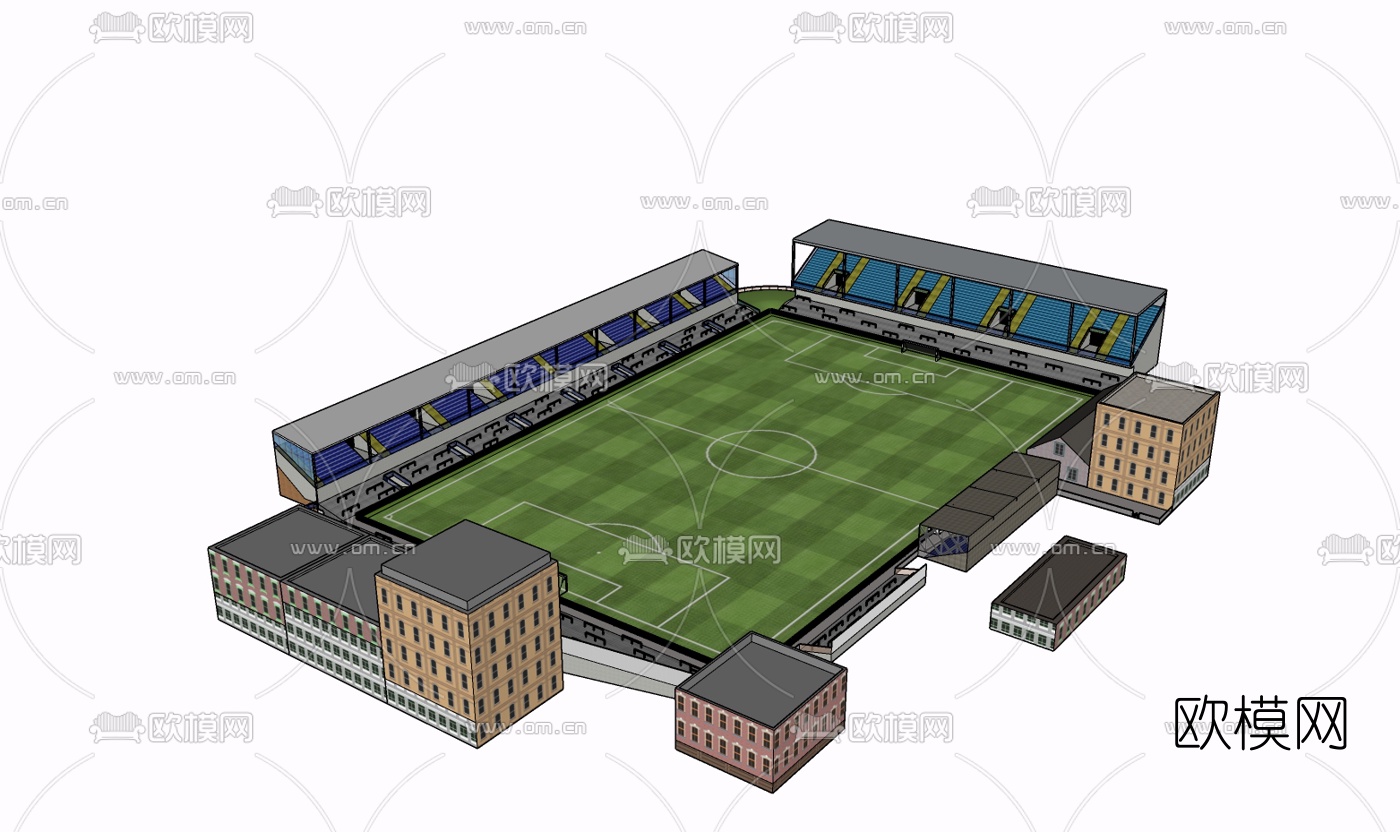 现代篮球场免费su模型下载