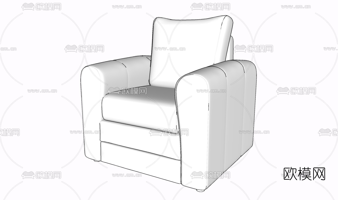 现代布艺单人沙发免费su模型下载