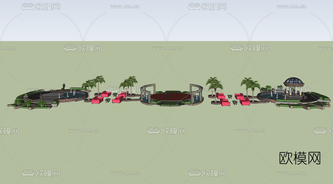 现代园林景观免费su模型