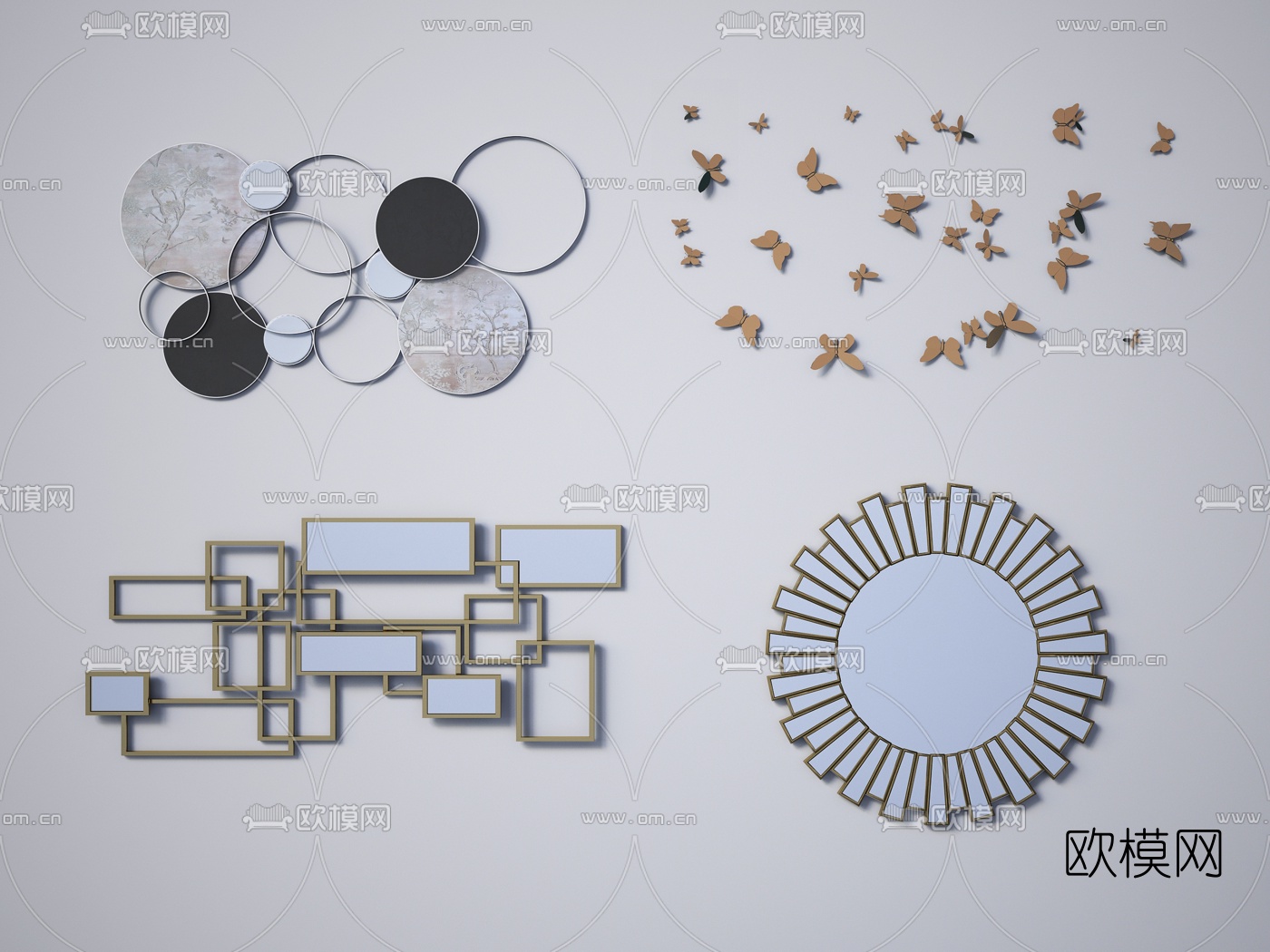 现代挂件墙饰组合3d模型
