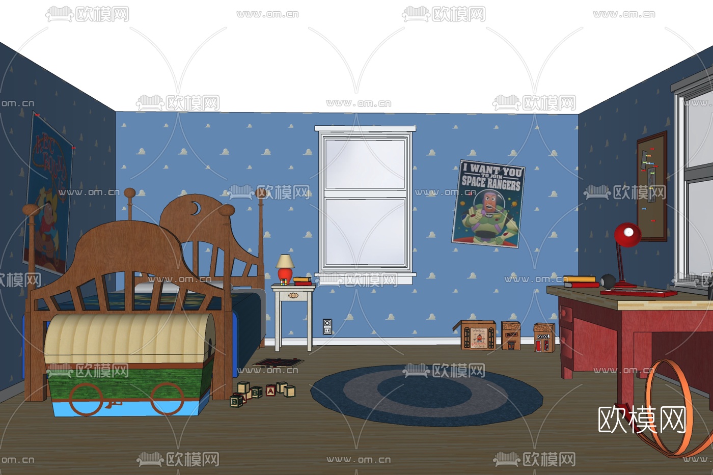 北欧儿童房免费su模型下载