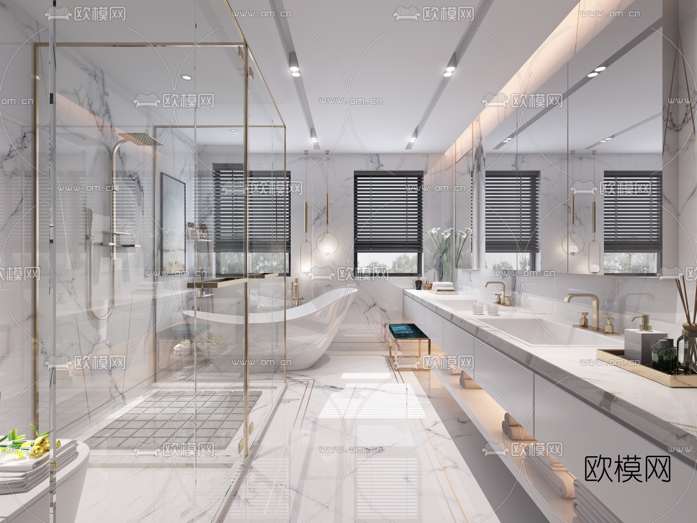 现代轻奢卫生间3d模型下载