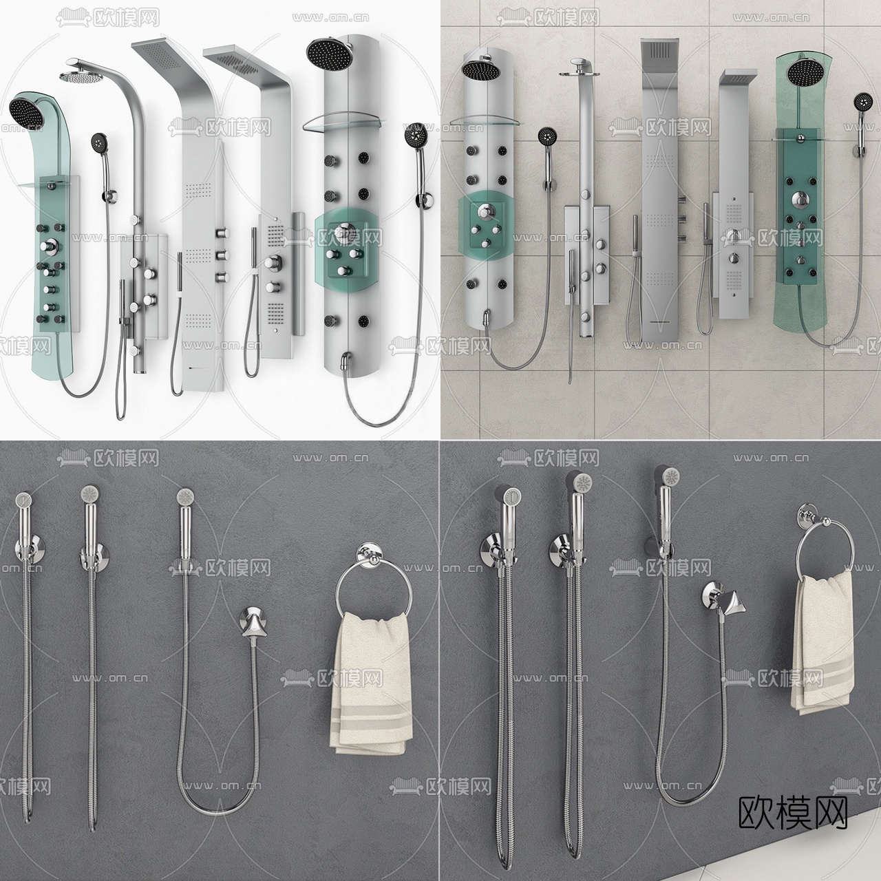 现代淋浴花洒组合3d模型下载