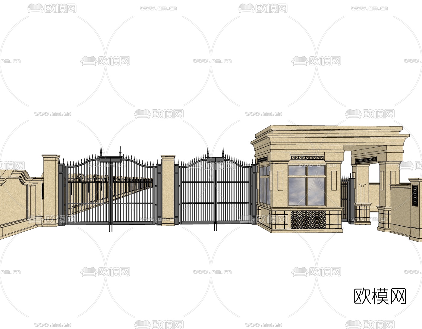 欧式小区门头免费su模型下载