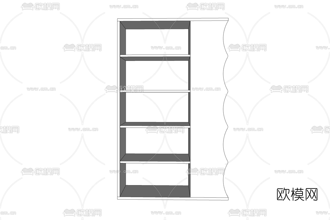 现代实木装饰柜免费su模型下载