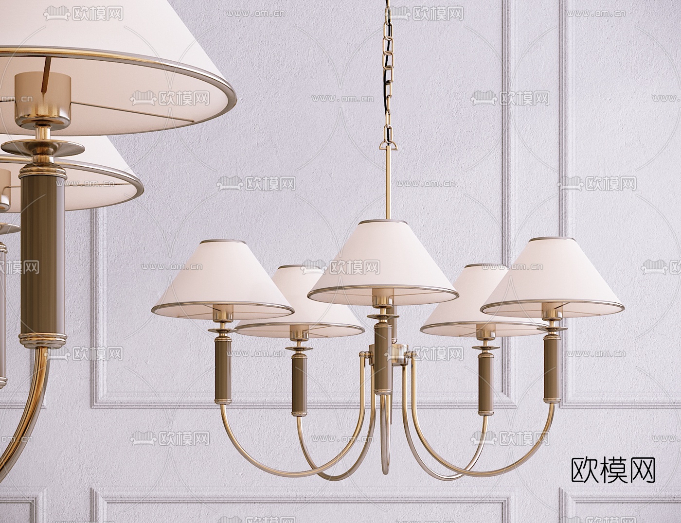 现代金属多头吊灯3d模型下载