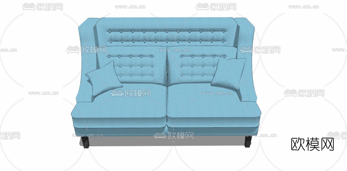 美式布艺双人沙发免费su模型下载
