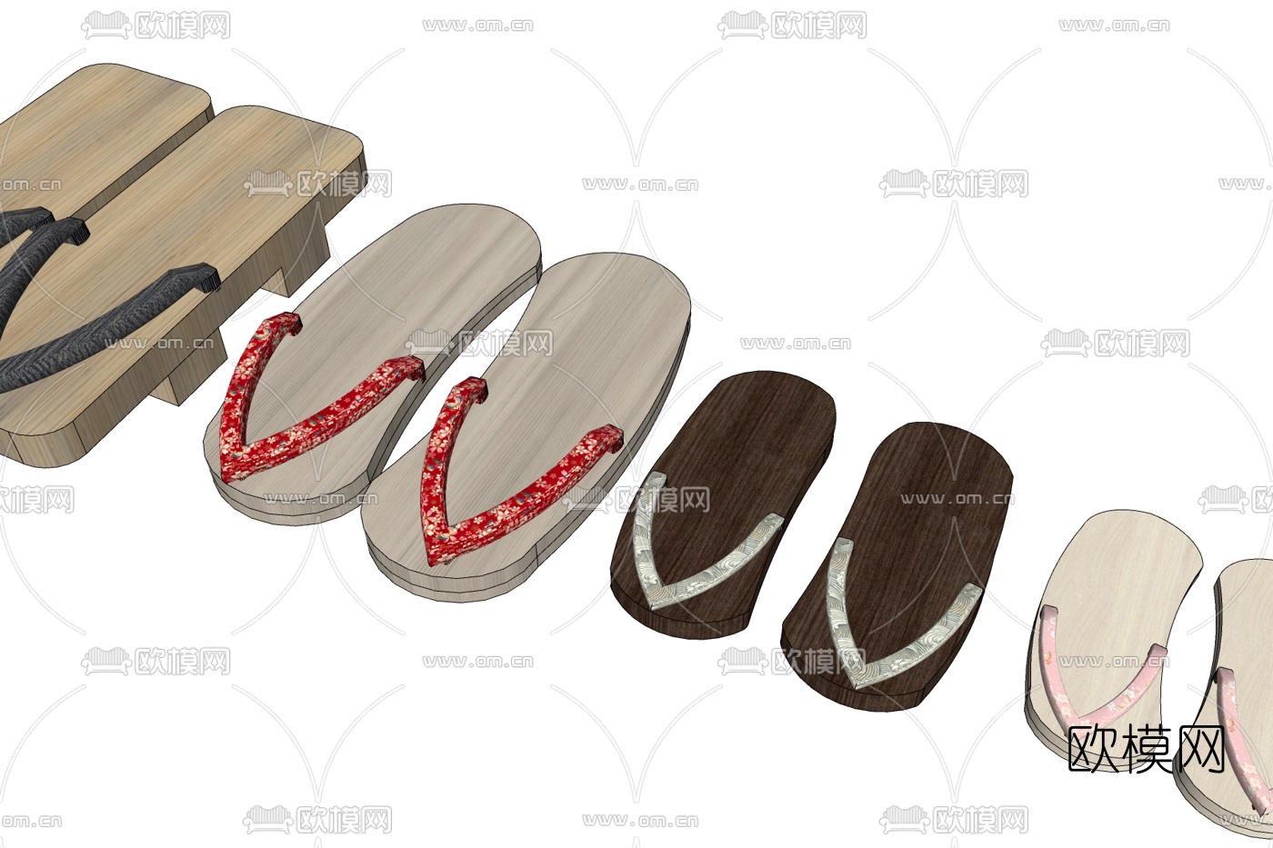 现代拖鞋免费su模型下载
