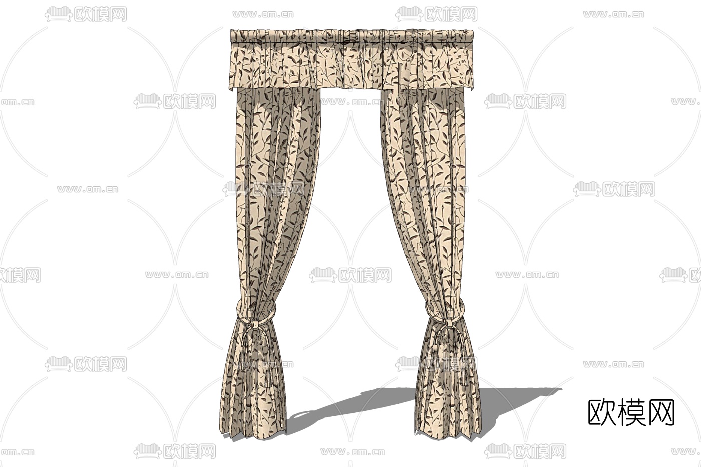 简欧窗帘免费su模型下载