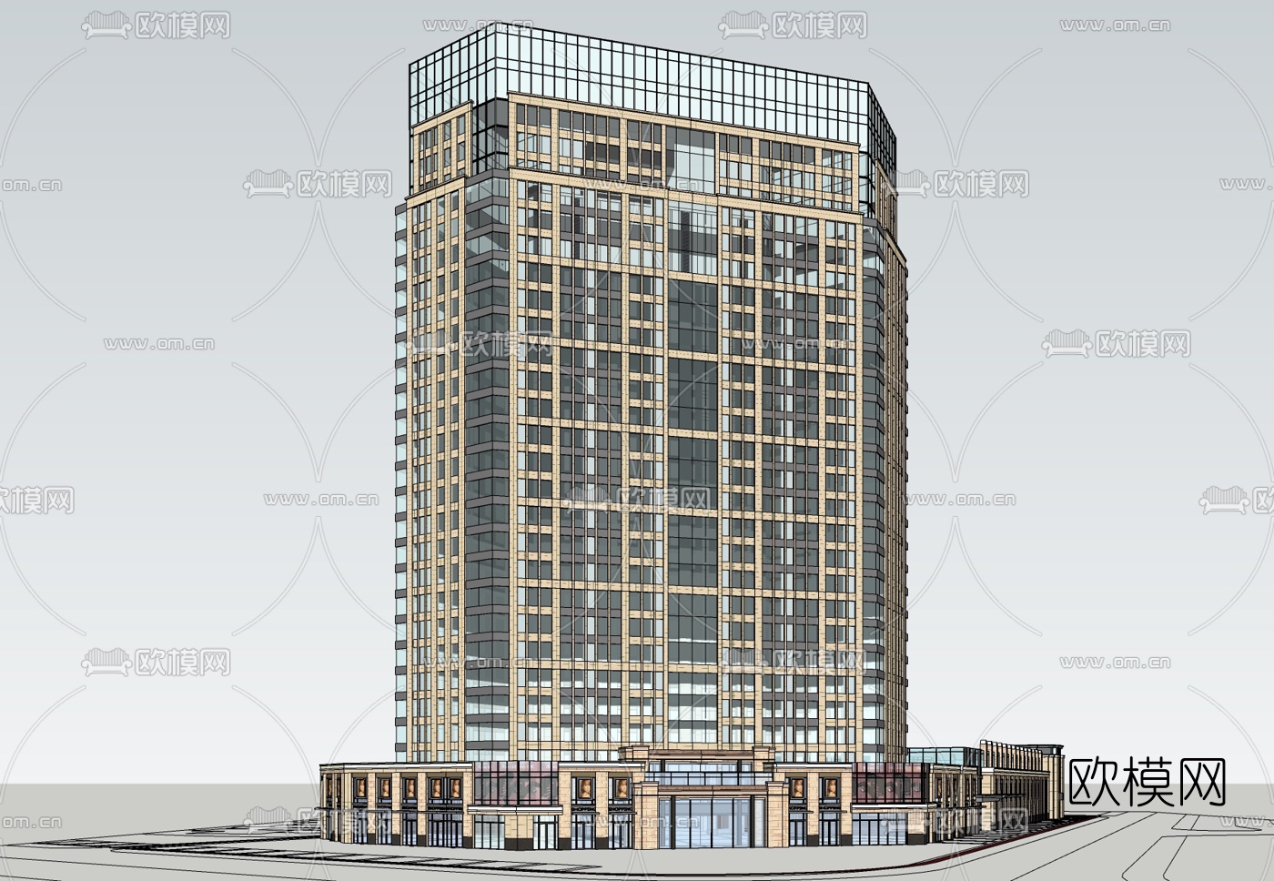 现代办公楼免费su模型下载
