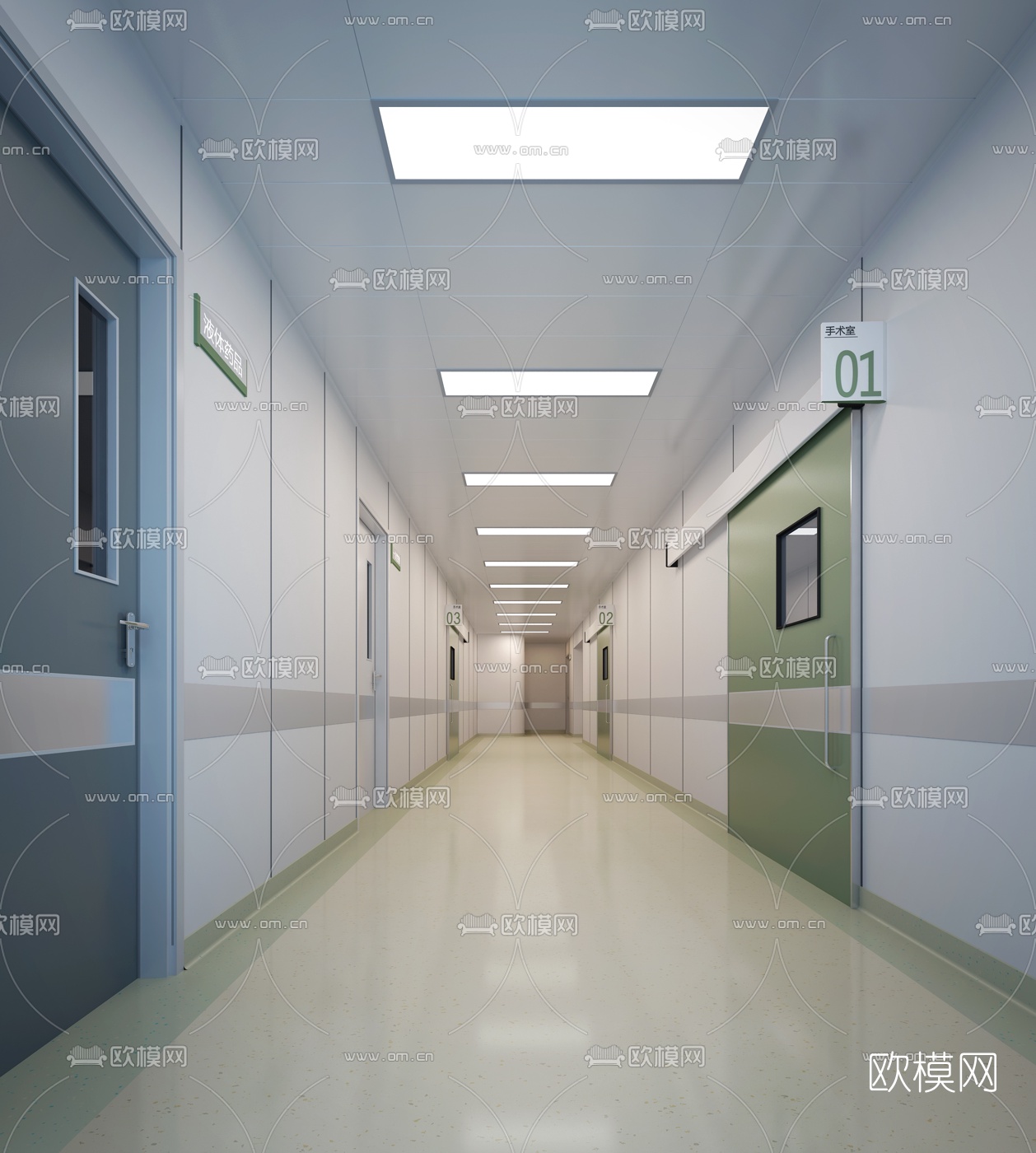 现代医院走廊3d模型