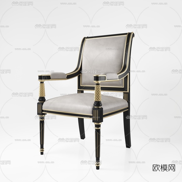 新古典布艺单椅3d模型下载(渲染图3)
