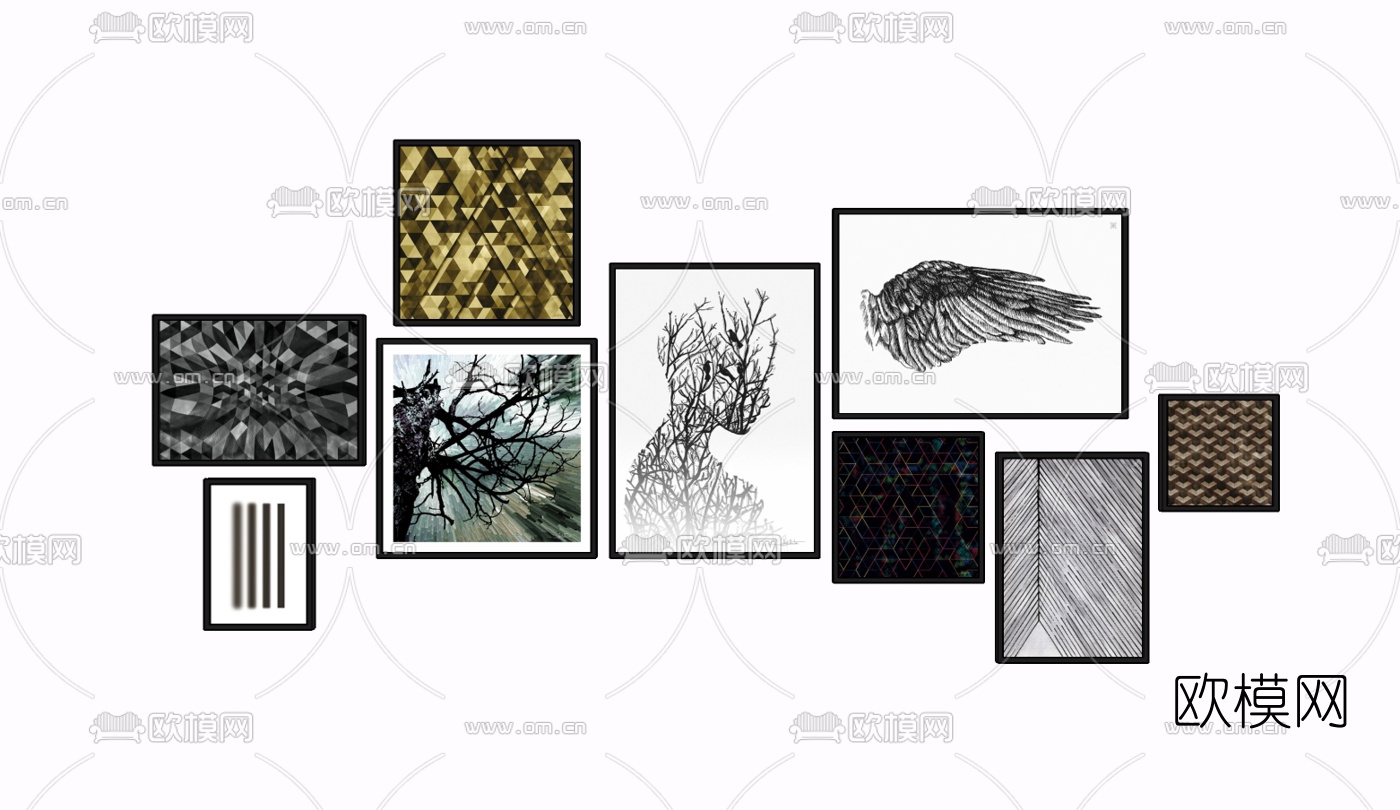 现代装饰画免费su模型下载