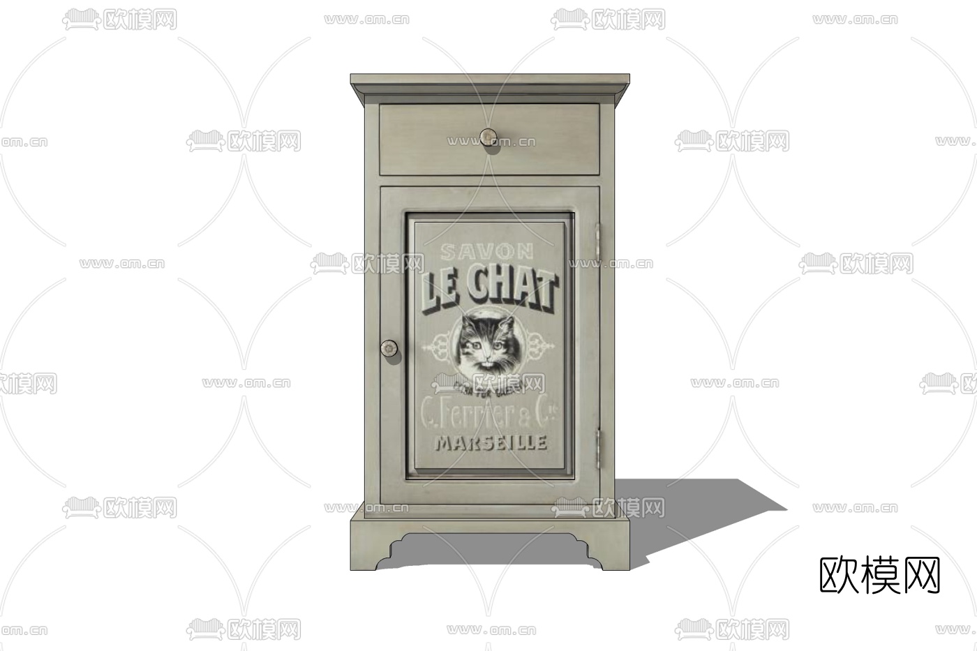 欧式实木床头柜免费su模型下载