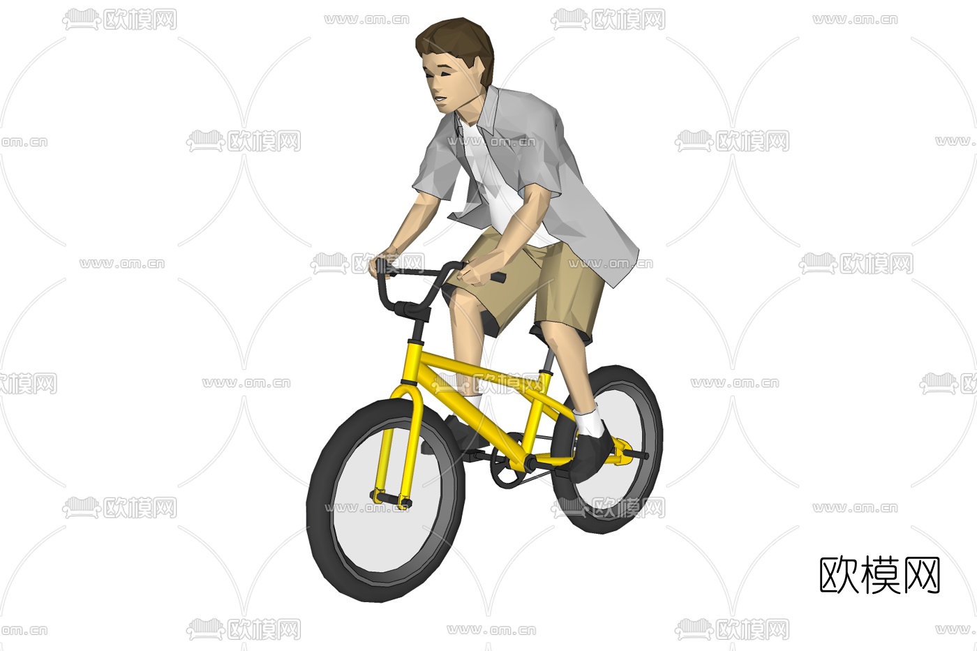 现代骑车男孩免费su模型