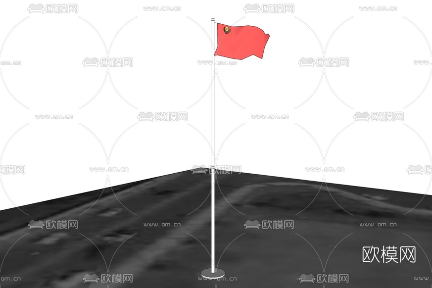 现代国旗旗帜免费su模型下载