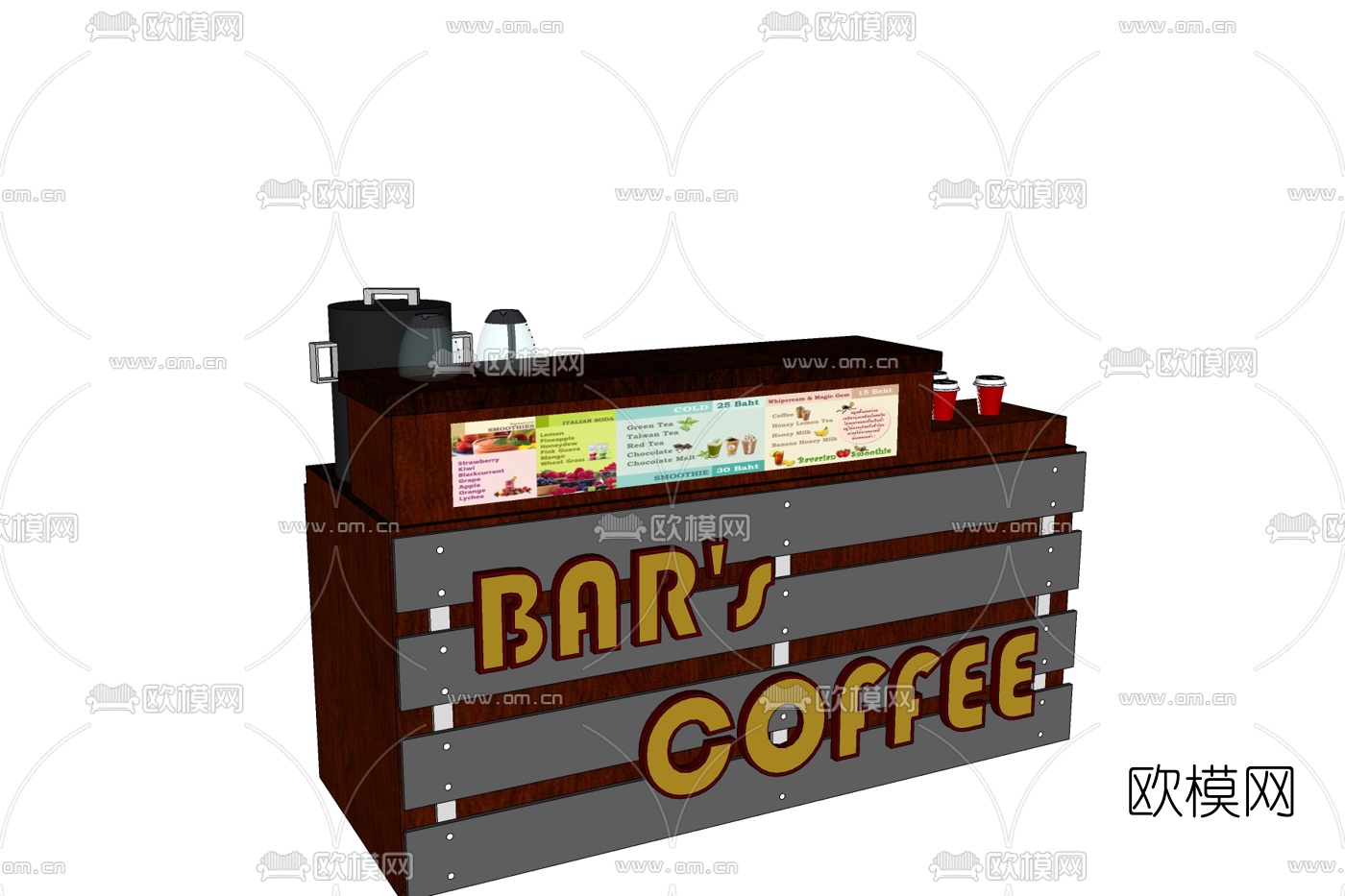 现代奶茶制作台免费su模型下载
