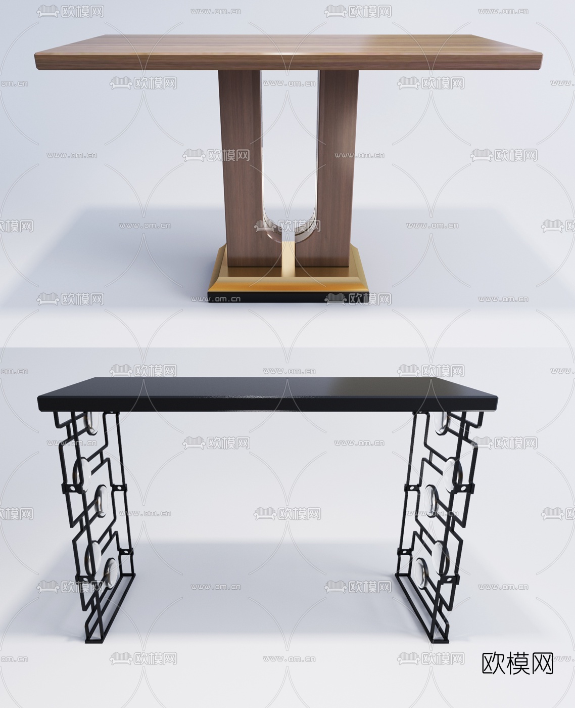 现代实木端景条案3d模型