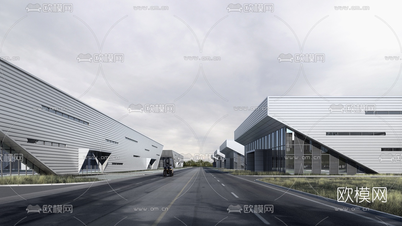现代工业园规划su模型下载（渲染图2）