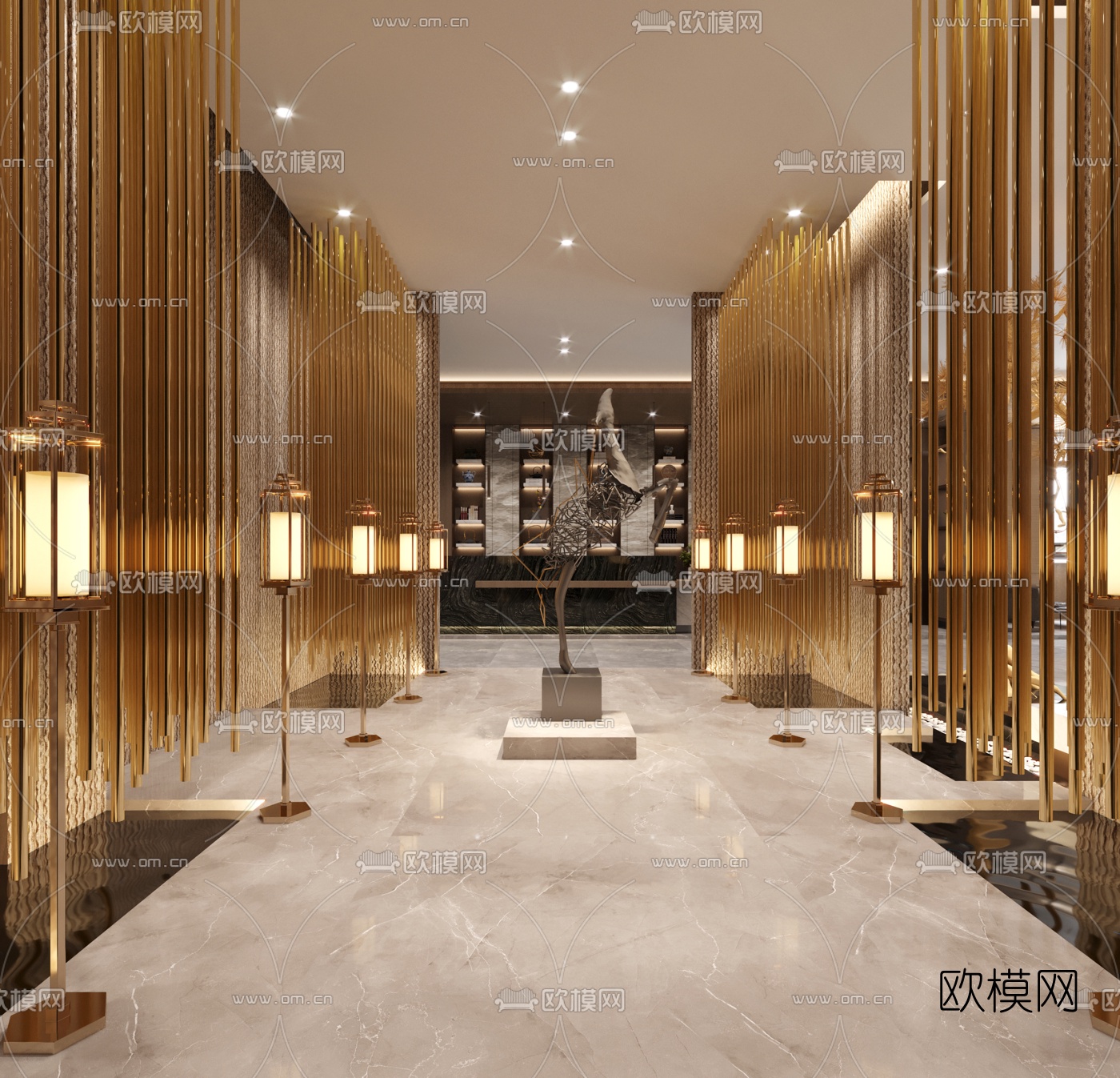 新中式售楼中心3d模型下载（渲染图6）