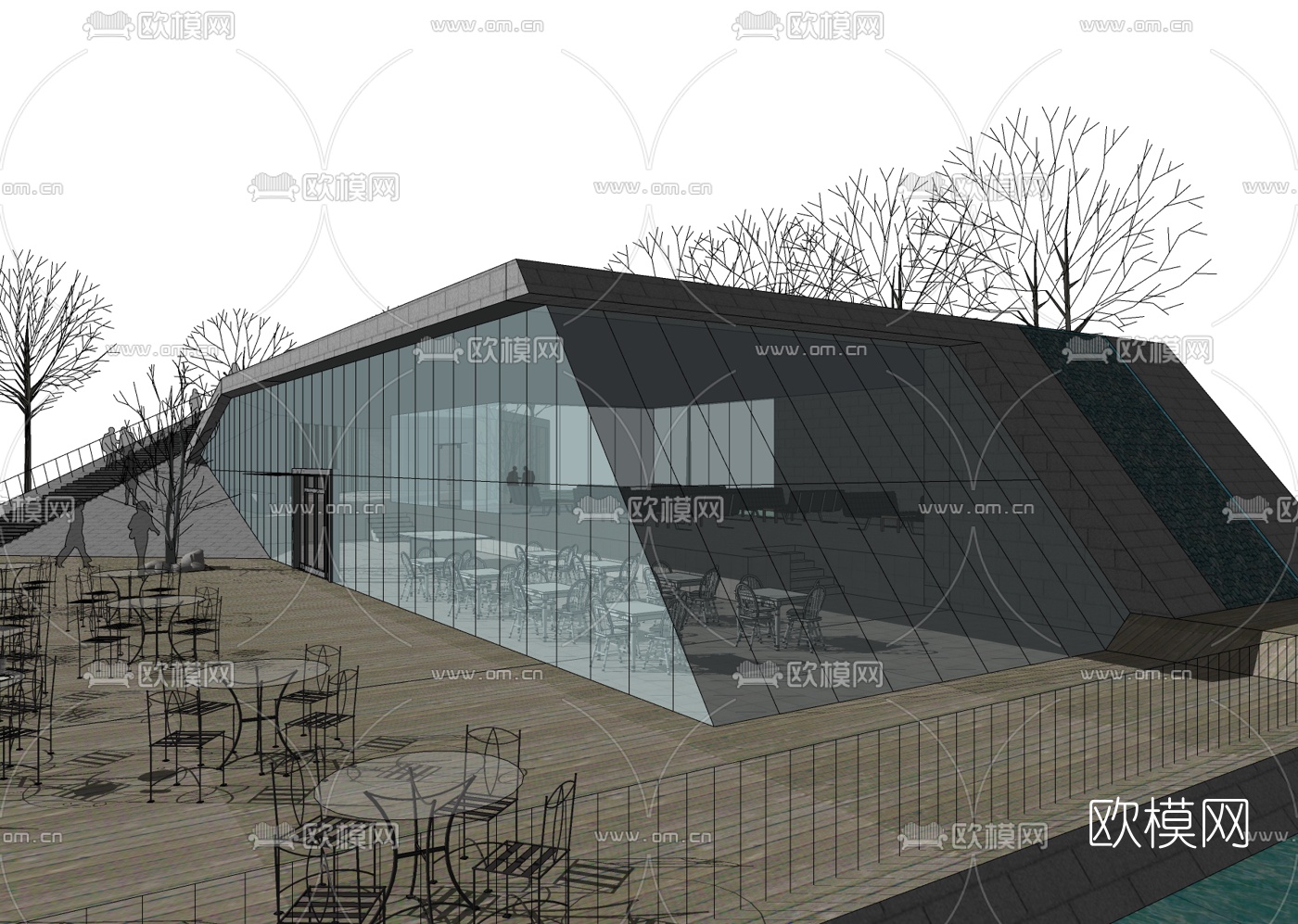 现代咖啡厅免费su模型下载