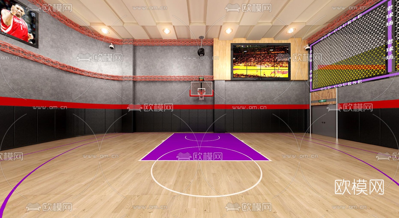 现代室内篮球馆vr全景3d模型