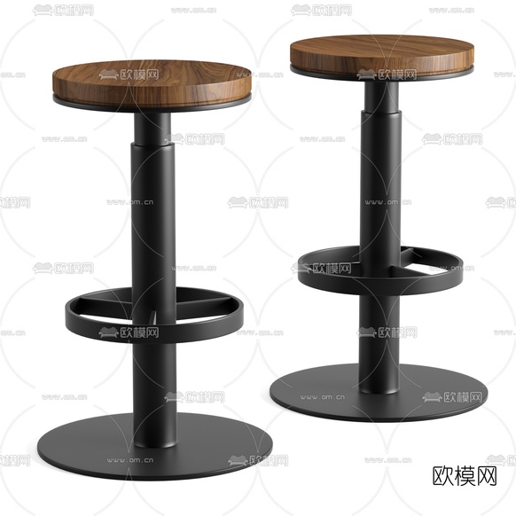 工业风圆形吧台椅3d模型下载