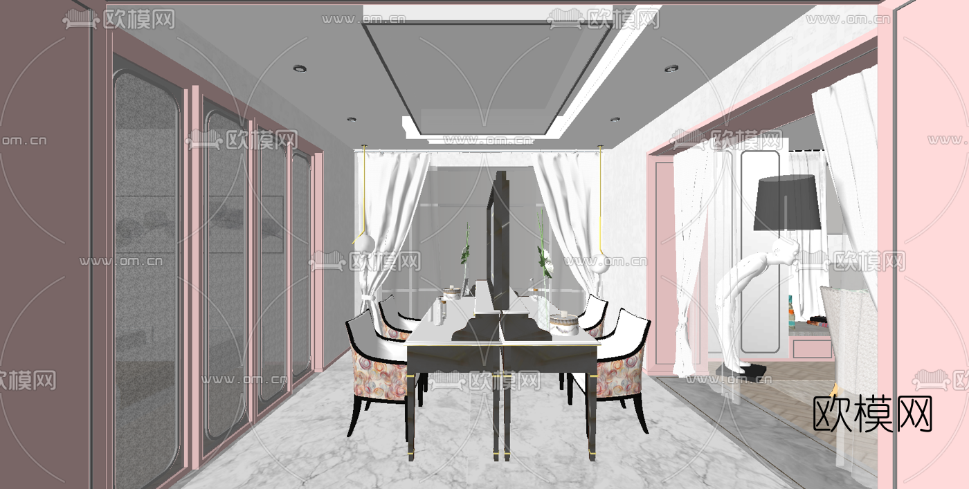 现代婚纱摄影店su模型