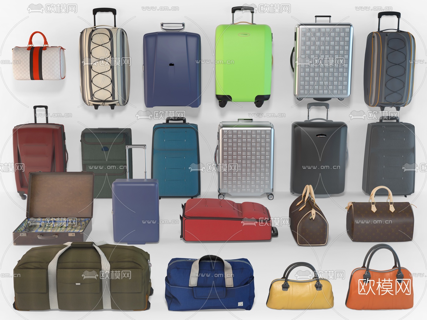 现代行李箱手提包3d模型下载