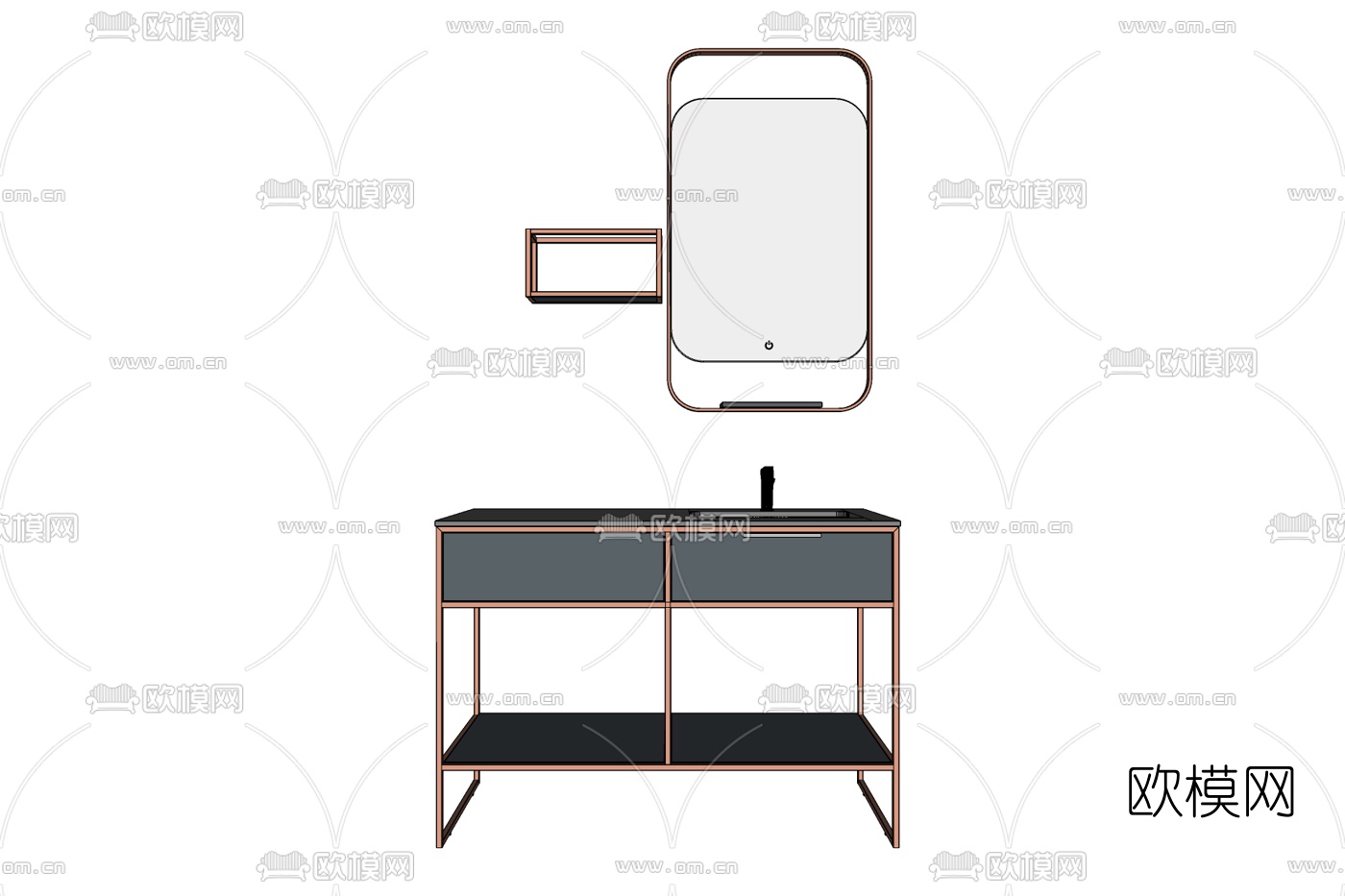 新中式洗手盆免费su模型下载