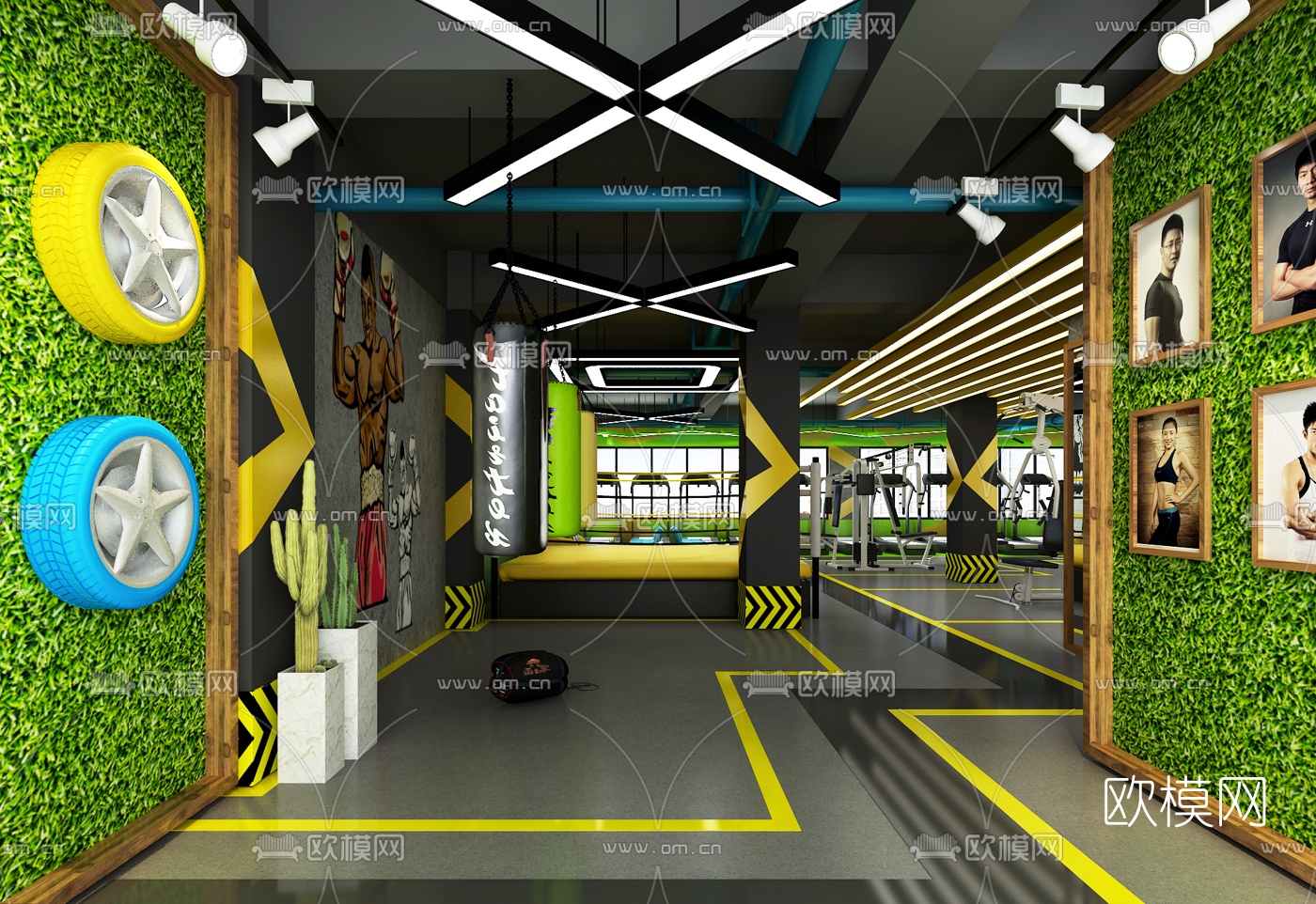 工业风健身房3d模型下载（渲染图4）
