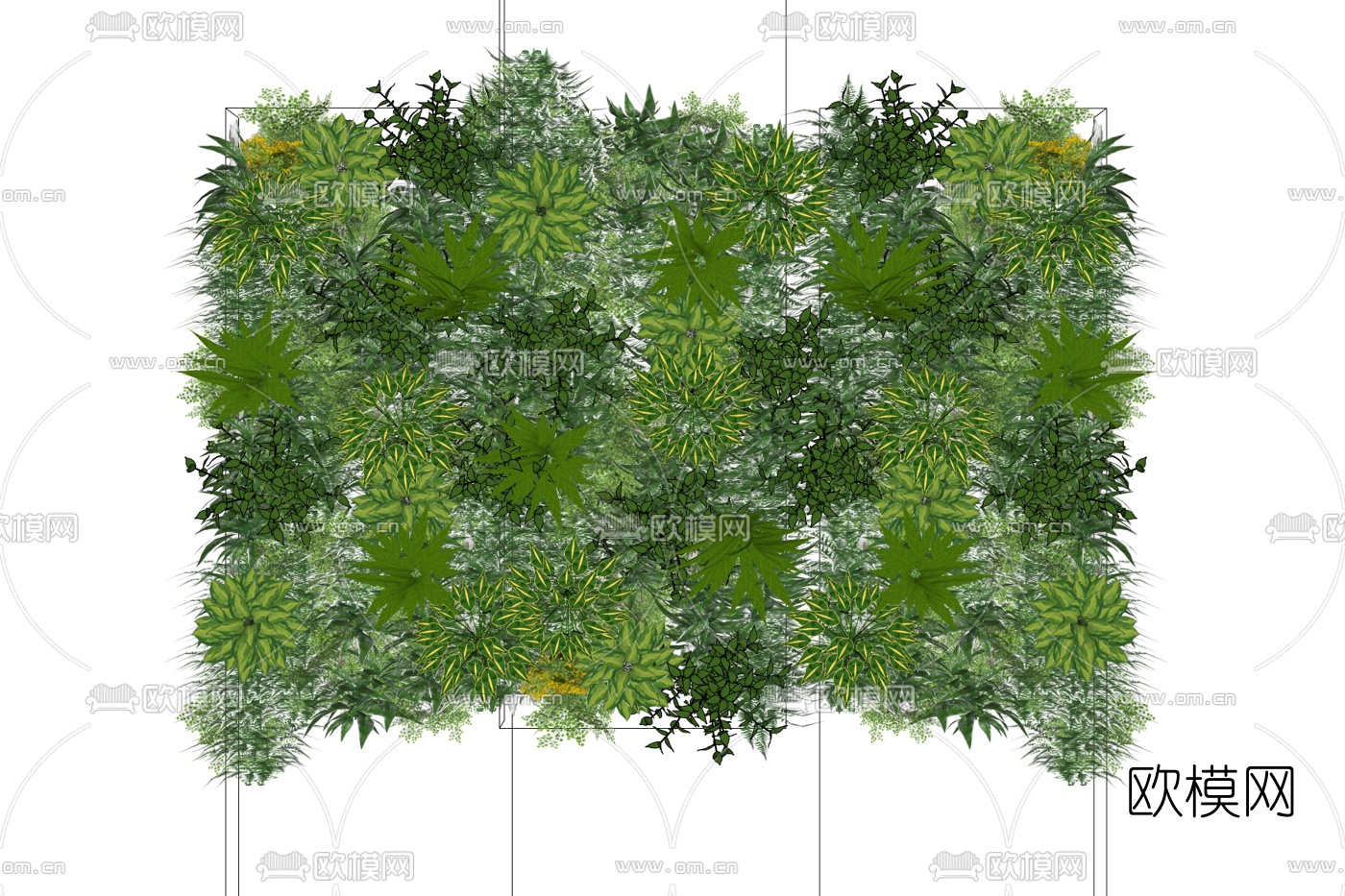 现代绿植背景墙免费su模型下载