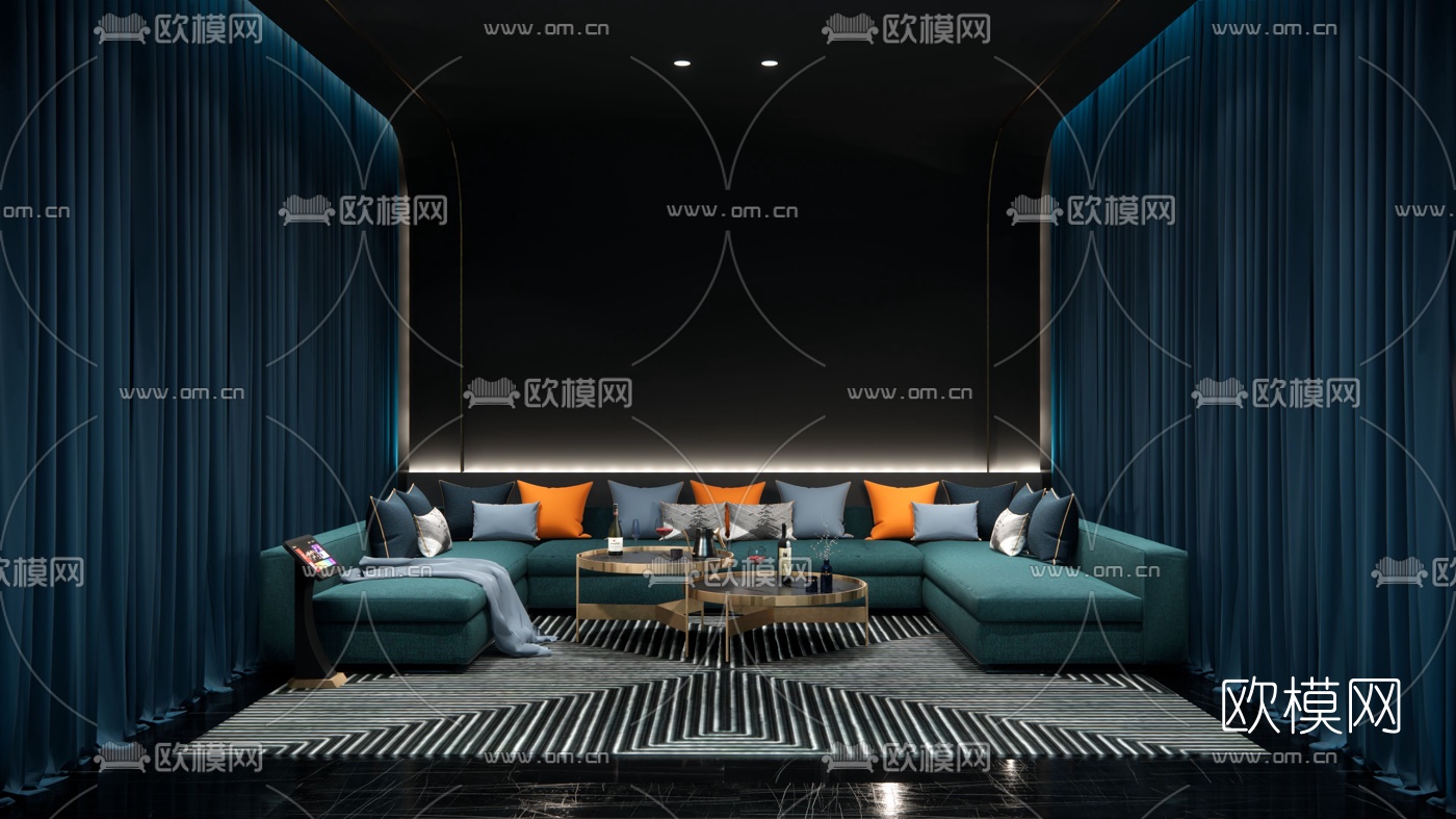 现代家庭影院su模型