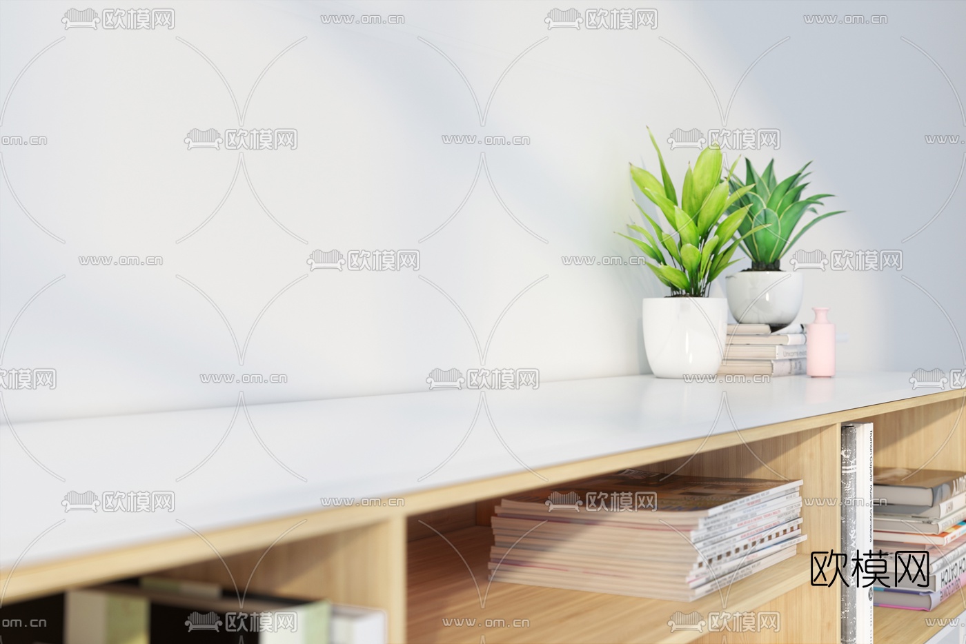 北欧简易电视柜3d模型下载（渲染图3）